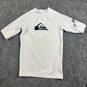 QUICKSILVER Boys White All Time Short Sleeve UPF 50 Rash Guard size: XS - 8